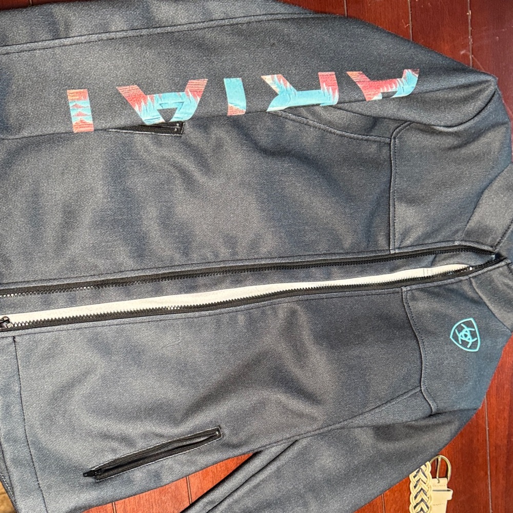 Ariat Charcoal Jacket with Vibrant Sleeve Design